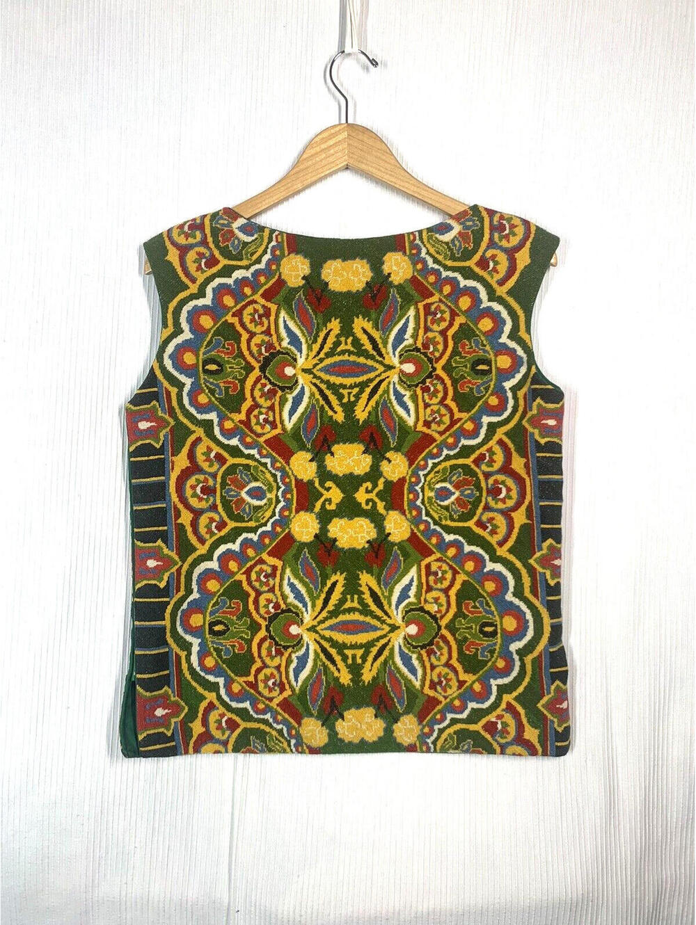 Vtg 60s Needlepoint Shirt Petit Point Hand Embroidered M L OOAK Textile Art Folk - Picture 4 of 15